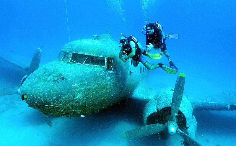 затонувший самолет в каше