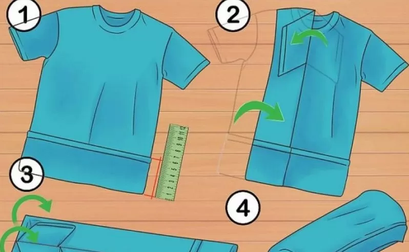 как правильно сложить футболку в чемодан 